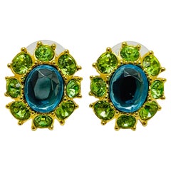 JOAN RIVERS signed gold plated crystal vintage designer earrings