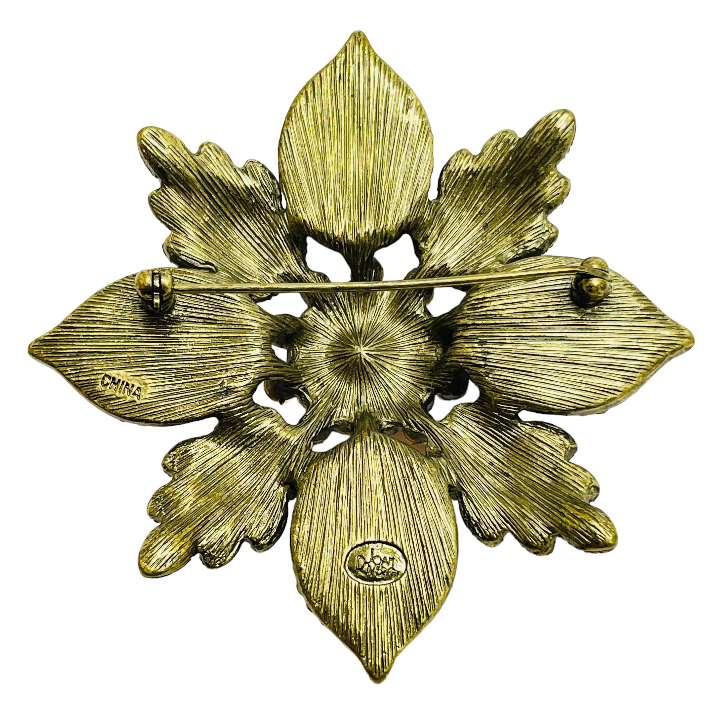 JOAN RIVERS signed gold tone crystals designer brooch In Good Condition For Sale In Palos Hills, IL