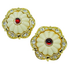 JOAN RIVERS signed gold tone faux gemstones interchangeable designer earrings