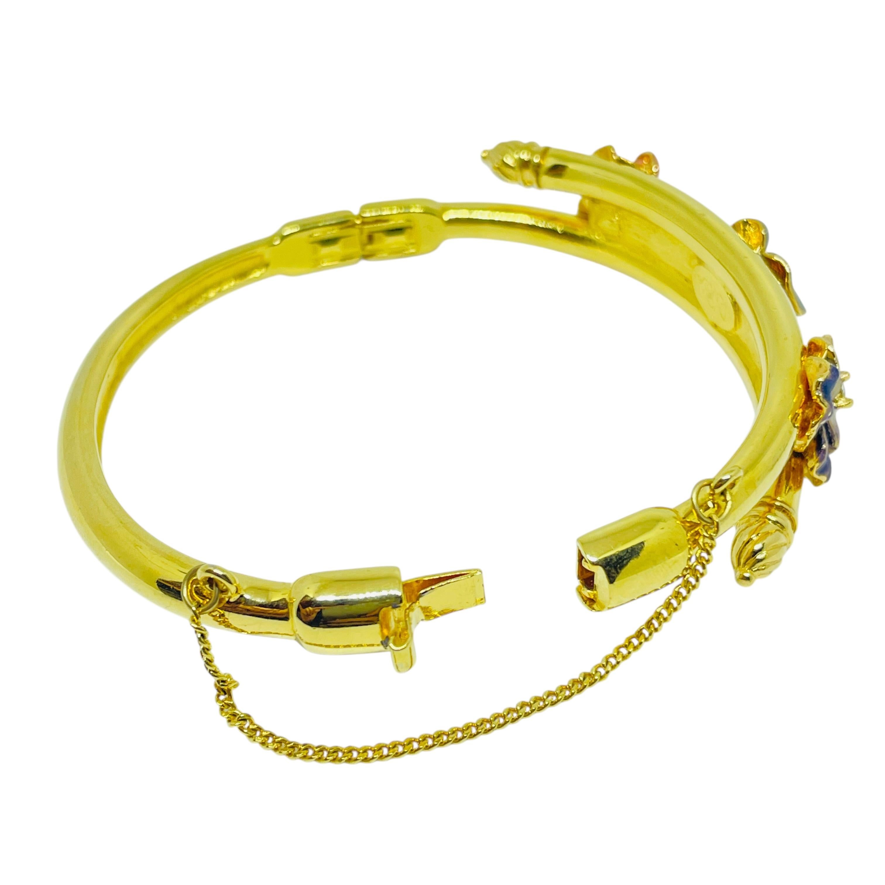 JOAN RIVERS signiert Goldton Blume Emaille Perle Strass Designer-Armband für Damen oder Herren im Angebot