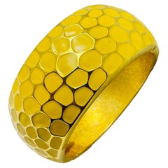 JOAN RIVERS signed gold yellow enamel bangle bracelet