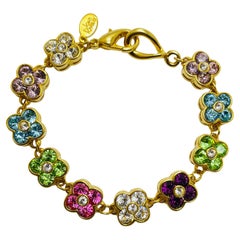 JOAN RIVERS signed vintage gold plated crystal flower designer bracelet