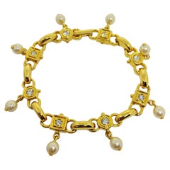JOAN RIVERS – signiertes Vintage-Designerarmband aus vergoldeten Kristallen und Kunstperlen