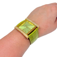 Orologio da donna vintage in vera pelle con cristalli color oro, firmato JOAN RIVERS