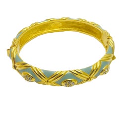 JOAN RIVERS signed vintage gold tone enamel rhinestone designer runway bracelet