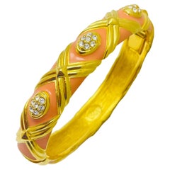 JOAN RIVERS signed vintage gold tone enamel rhinestone designer runway bracelet