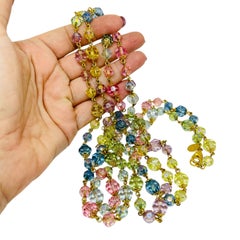 JOAN RIVERS signed vintage gold tone faceted glass beads designer necklace