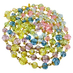 JOAN RIVERS signed vintage gold tone faceted glass beads designer necklace