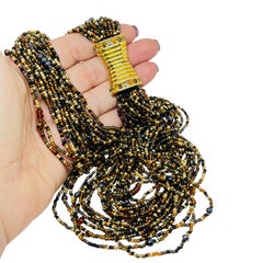 JOAN RIVERS signed vintage gold tone glass beads multi strand designer necklace