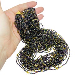 JOAN RIVERS signed vintage gold tone glass beads multi strand designer necklace