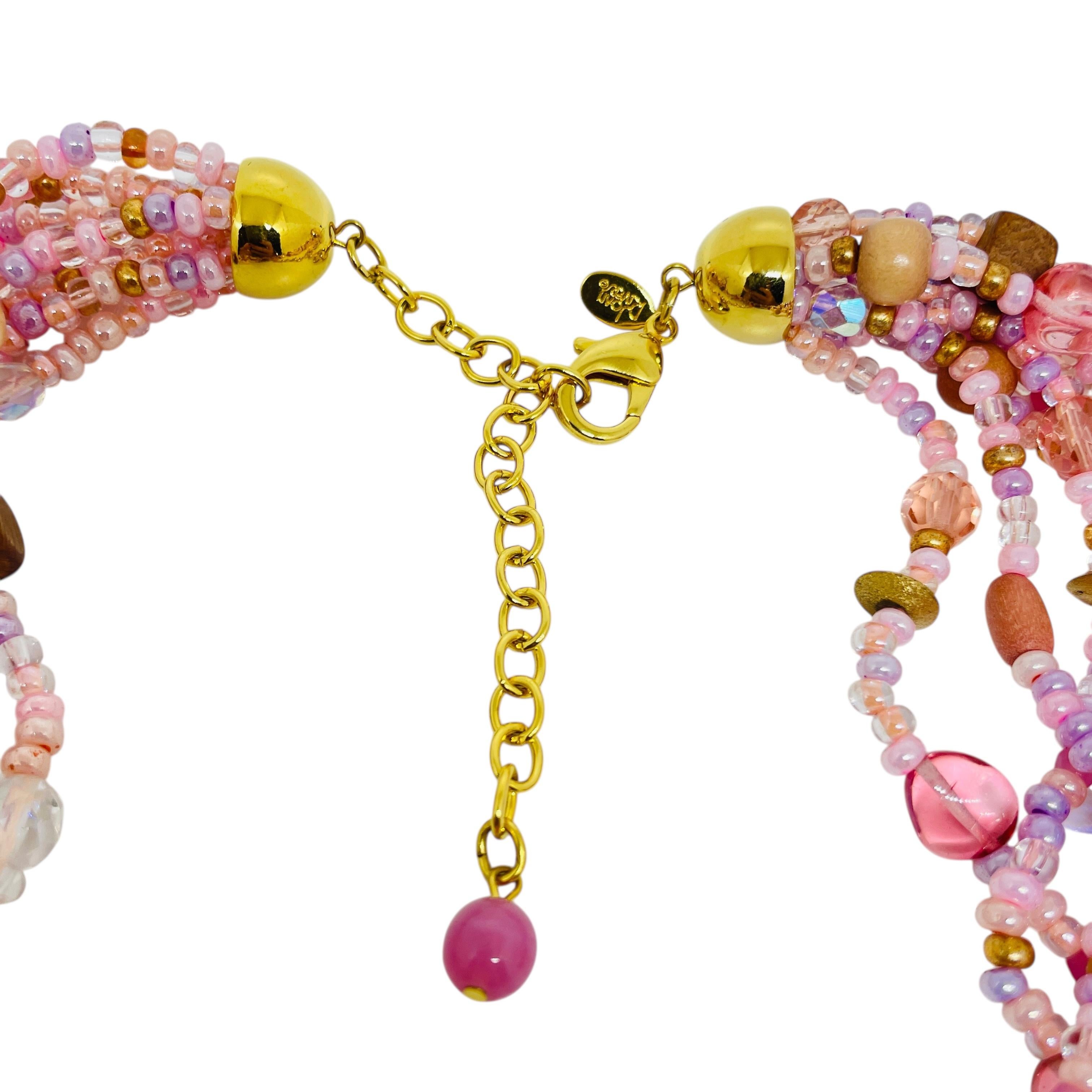 JOAN RIVERS signiert Jahrgang Goldton Glasperlen Multi-Strang-Designer-Halskette im Zustand „Gut“ im Angebot in Palos Hills, IL