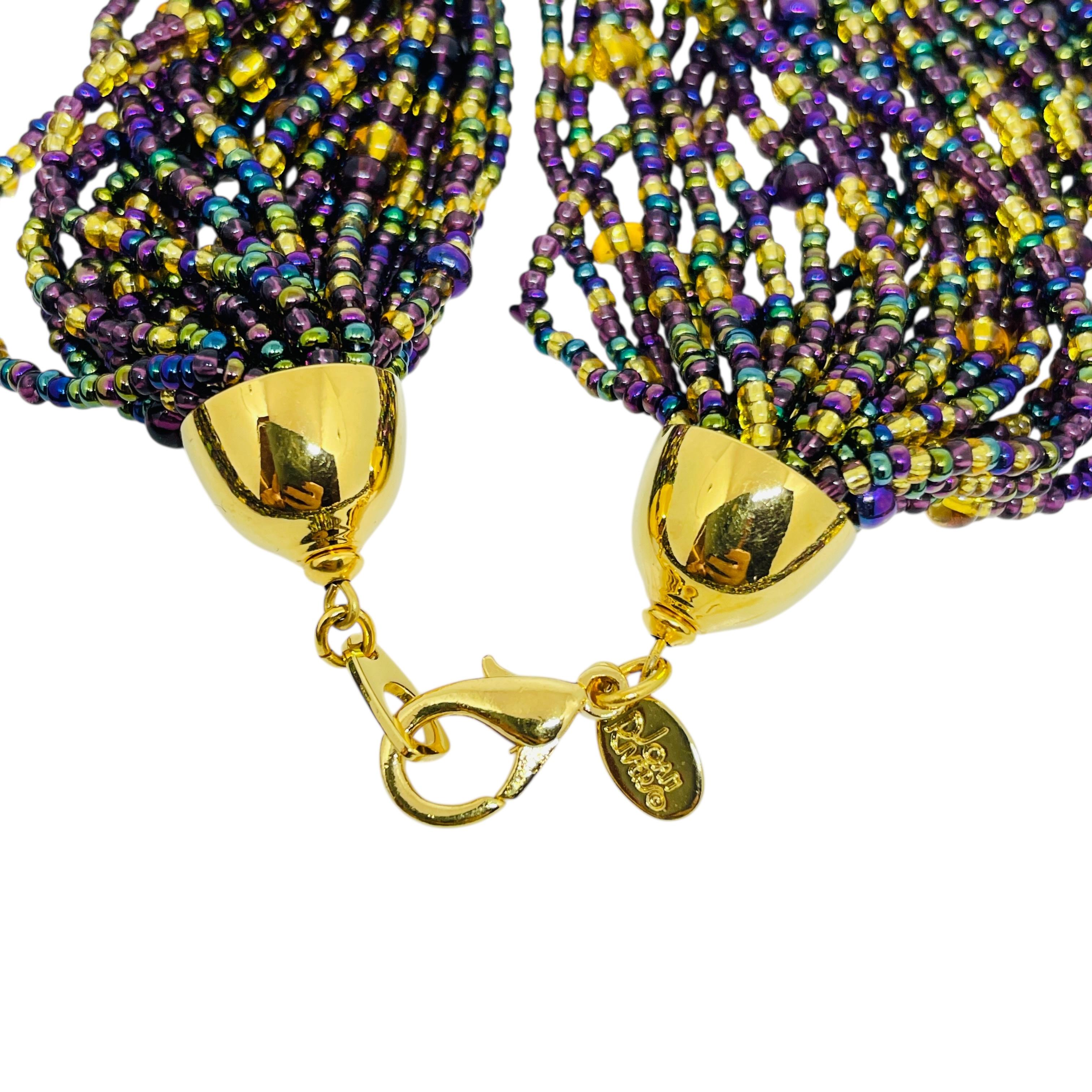 JOAN RIVERS signiert Jahrgang Goldton Glasperlen Multi-Strang-Designer-Halskette im Zustand „Gut“ im Angebot in Palos Hills, IL