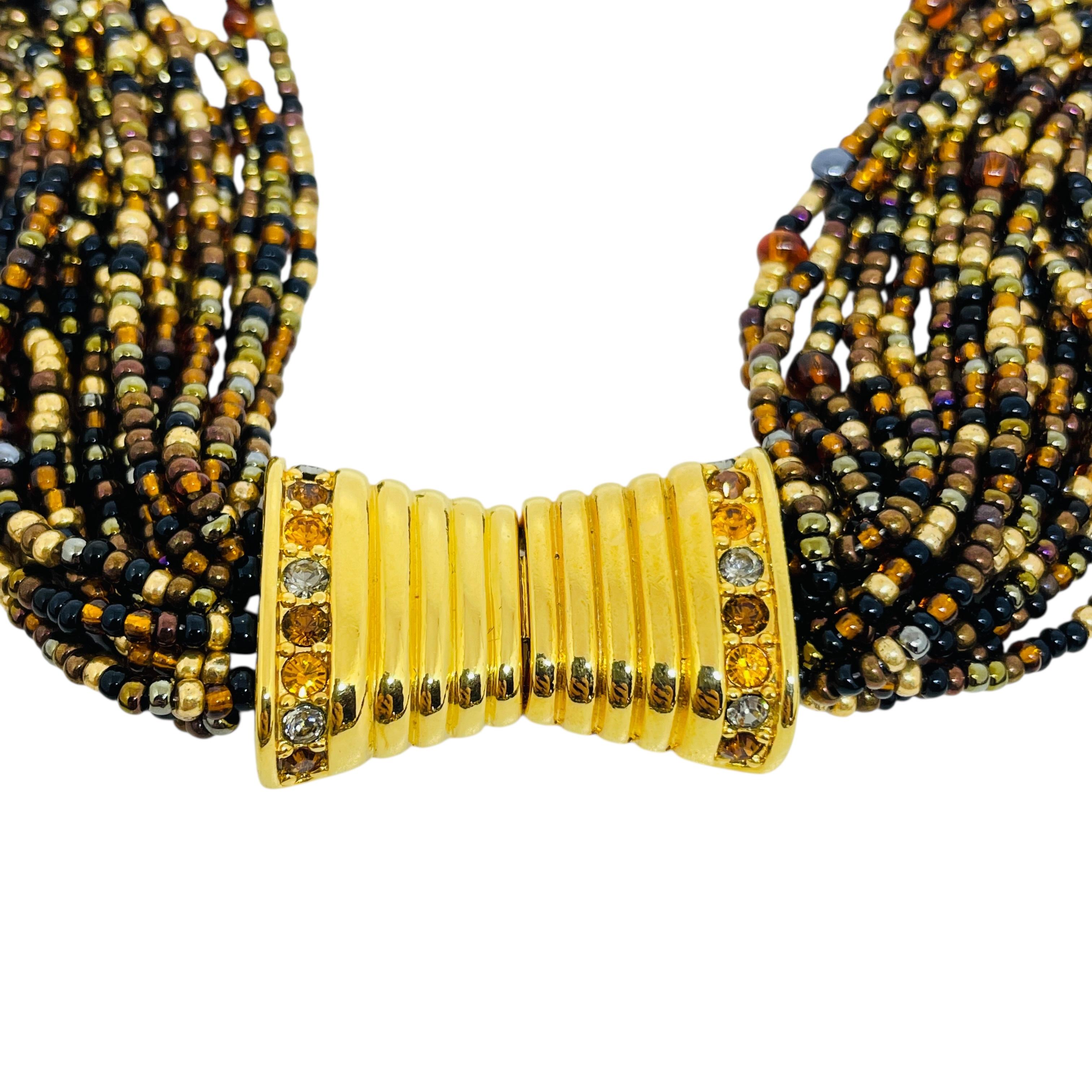 da uomo o donna Collana firmata JOAN RIVERS con perle di vetro d'epoca in tonalità oro a più fili in vendita