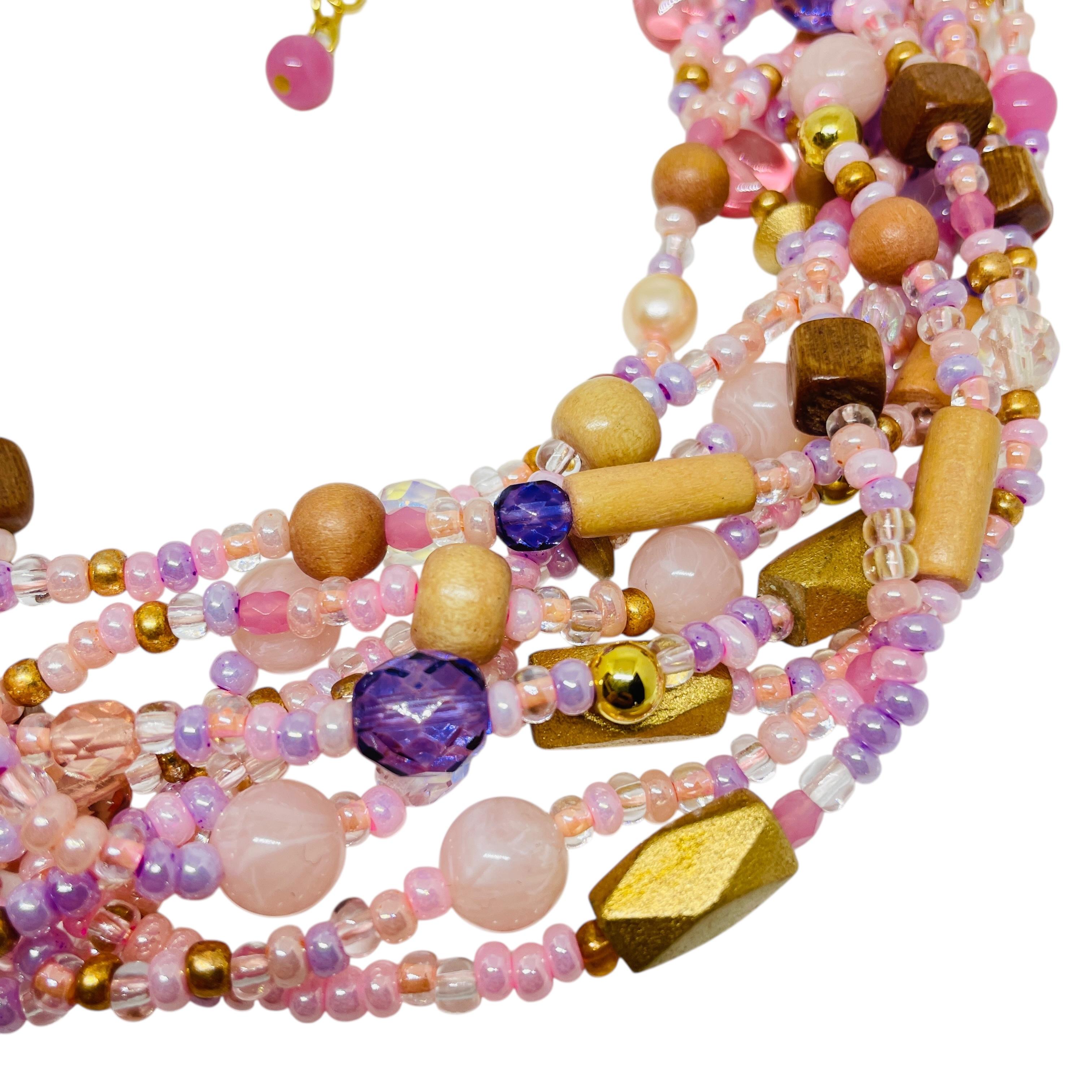 JOAN RIVERS signiert Jahrgang Goldton Glasperlen Multi-Strang-Designer-Halskette für Damen oder Herren im Angebot