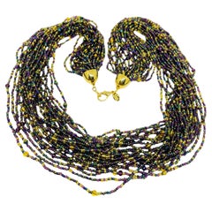 JOAN RIVERS signiert Jahrgang Goldton Glasperlen Multi-Strang-Designer-Halskette