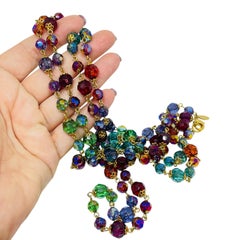 JOAN RIVERS signiert Jahrgang Goldton Glas bunten Perlen Designer Halskette