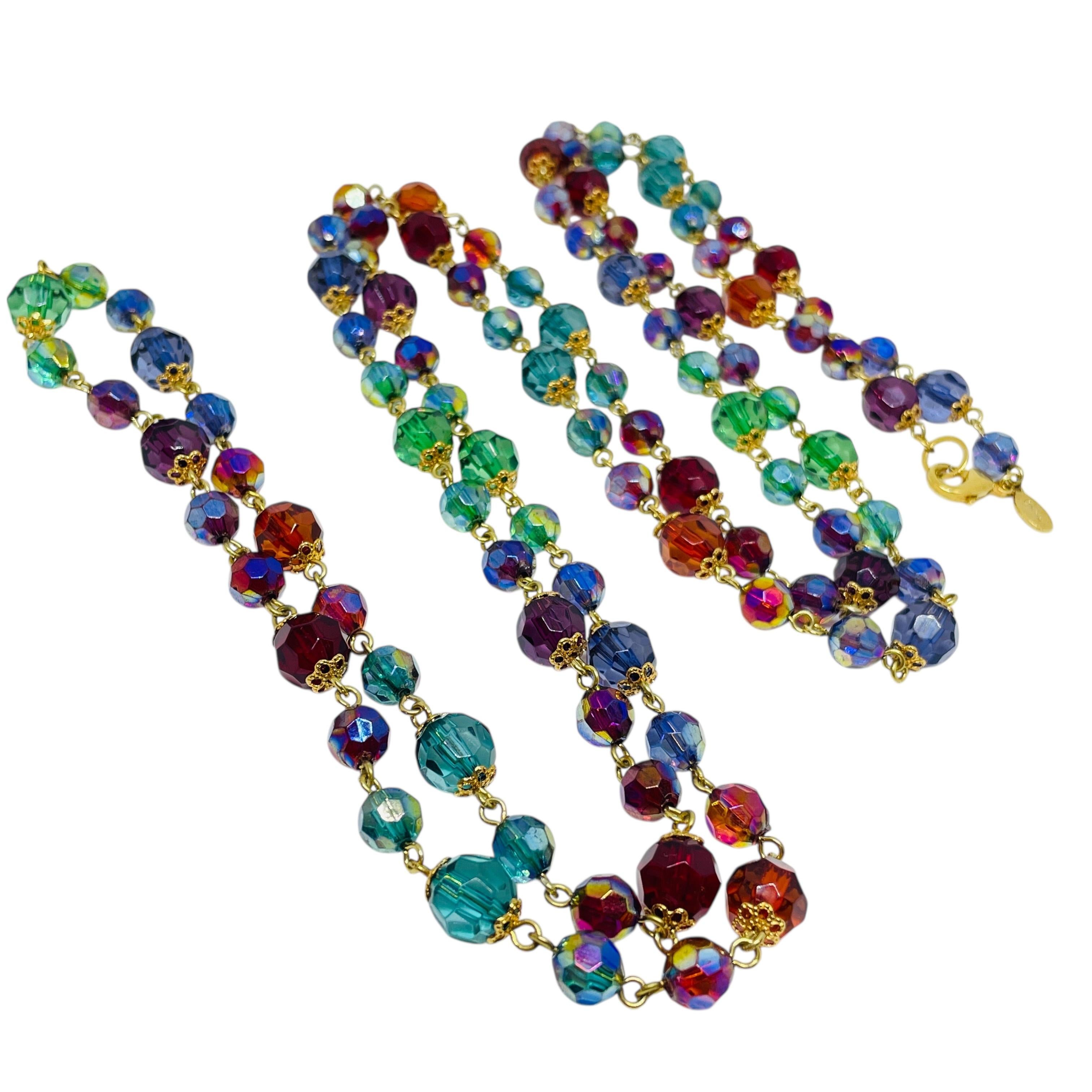 JOAN RIVERS signiert Jahrgang Goldton Glas bunten Perlen Designer Halskette im Zustand „Gut“ im Angebot in Palos Hills, IL