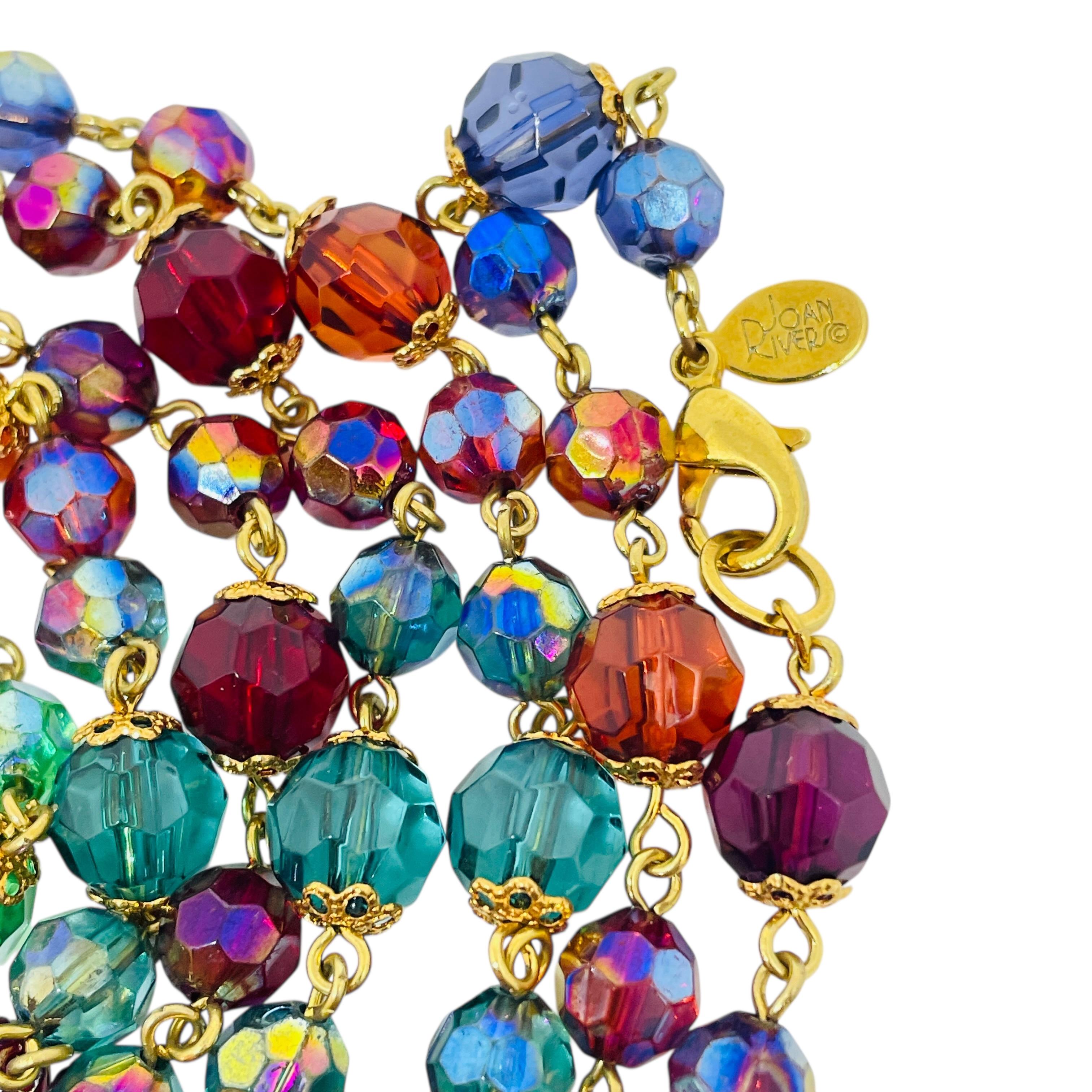 JOAN RIVERS signiert Jahrgang Goldton Glas bunten Perlen Designer Halskette für Damen oder Herren im Angebot