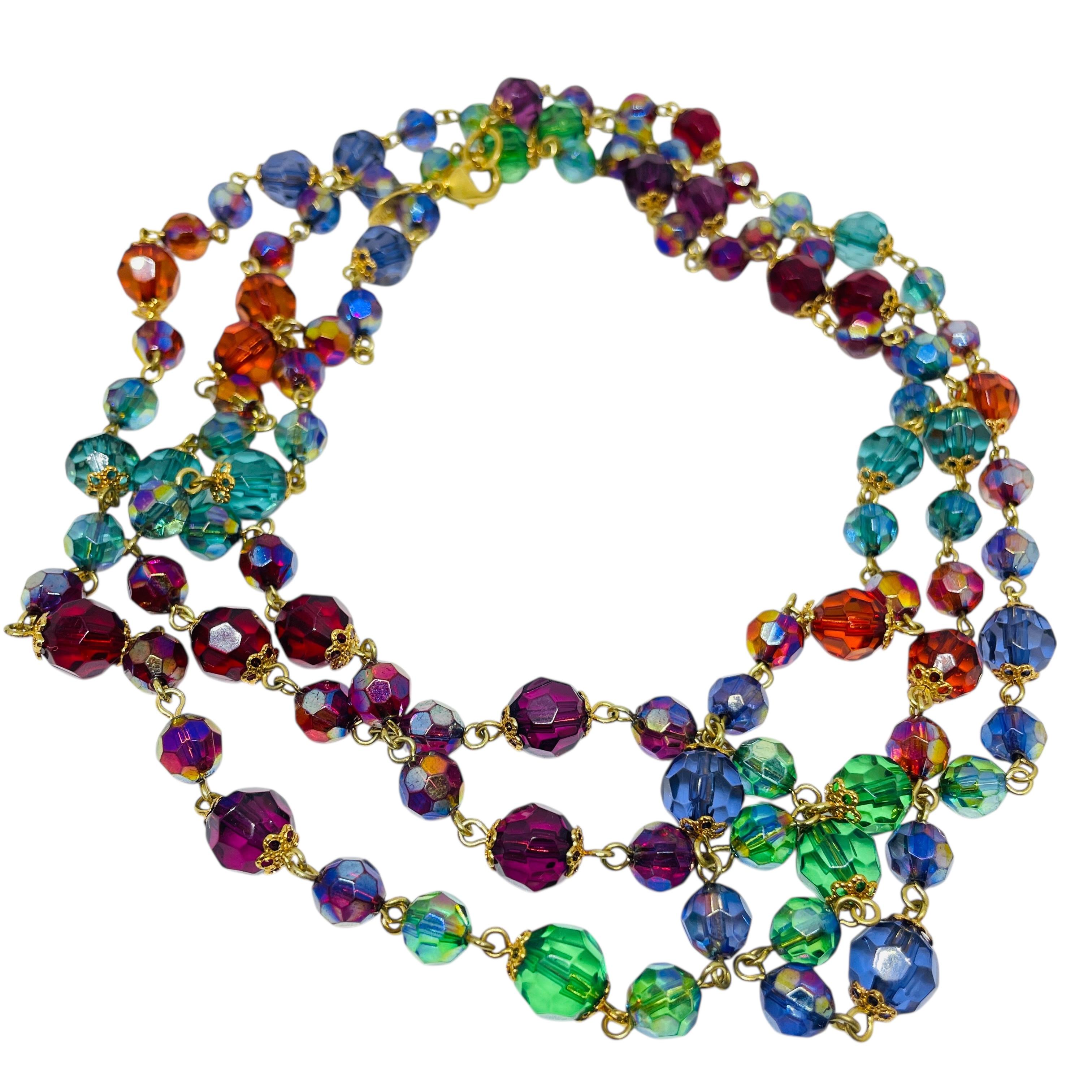 JOAN RIVERS signiert Jahrgang Goldton Glas bunten Perlen Designer Halskette im Angebot 2