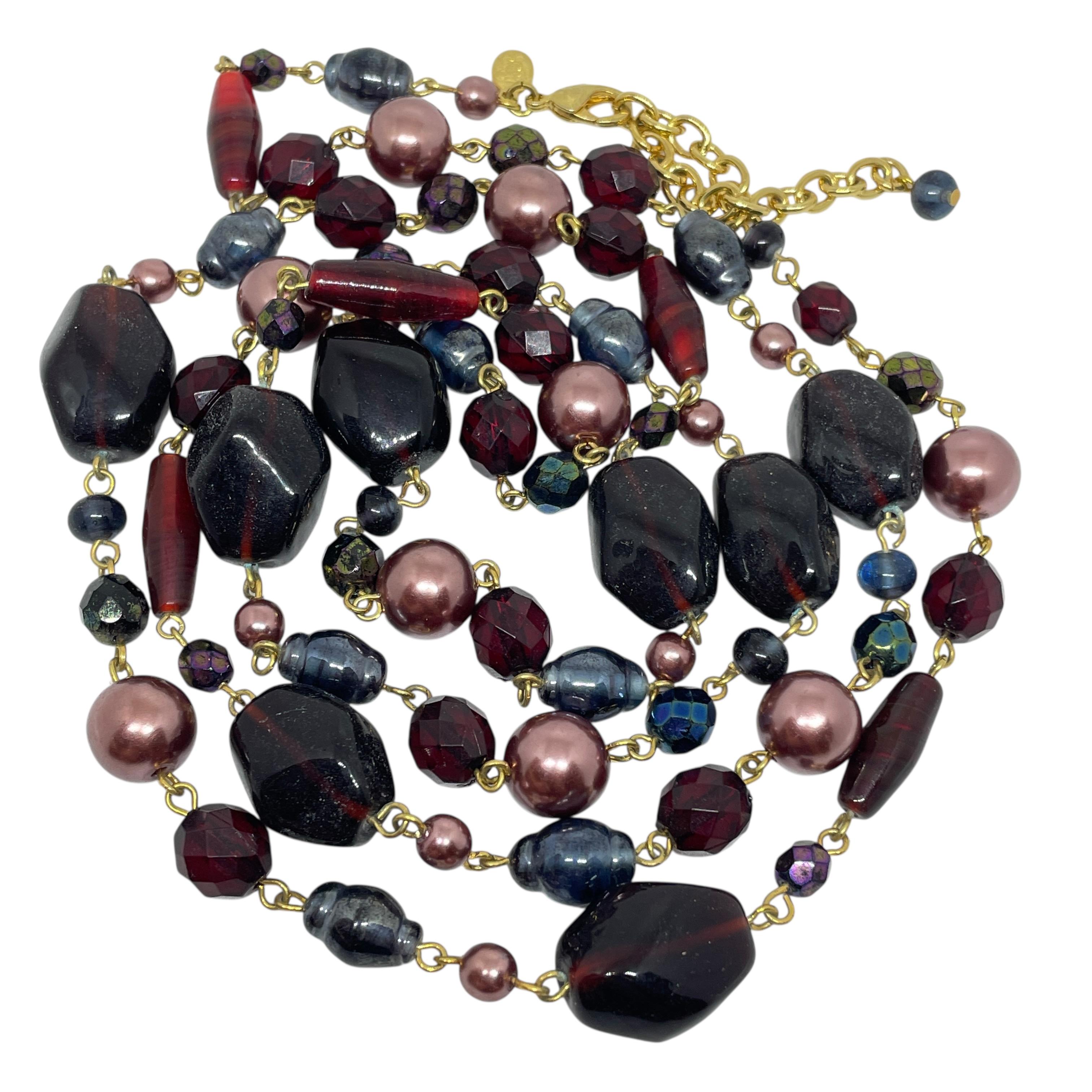 JOAN RIVERS signiert Jahrgang Goldton Glasperlen Designer Halskette im Angebot 1