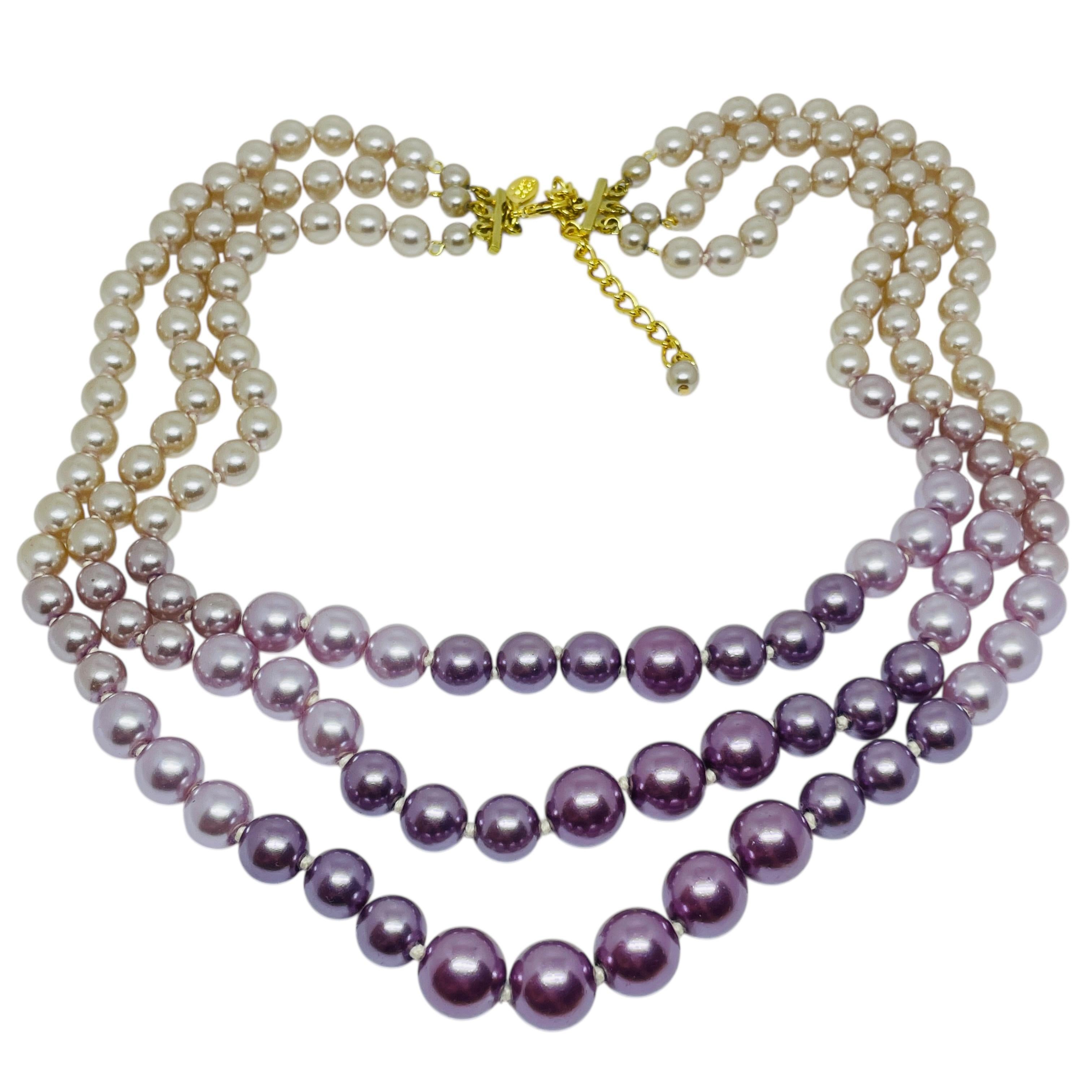 JOAN RIVERS signiert Jahrgang Goldton Glasperlen Designer Halskette im Angebot 2