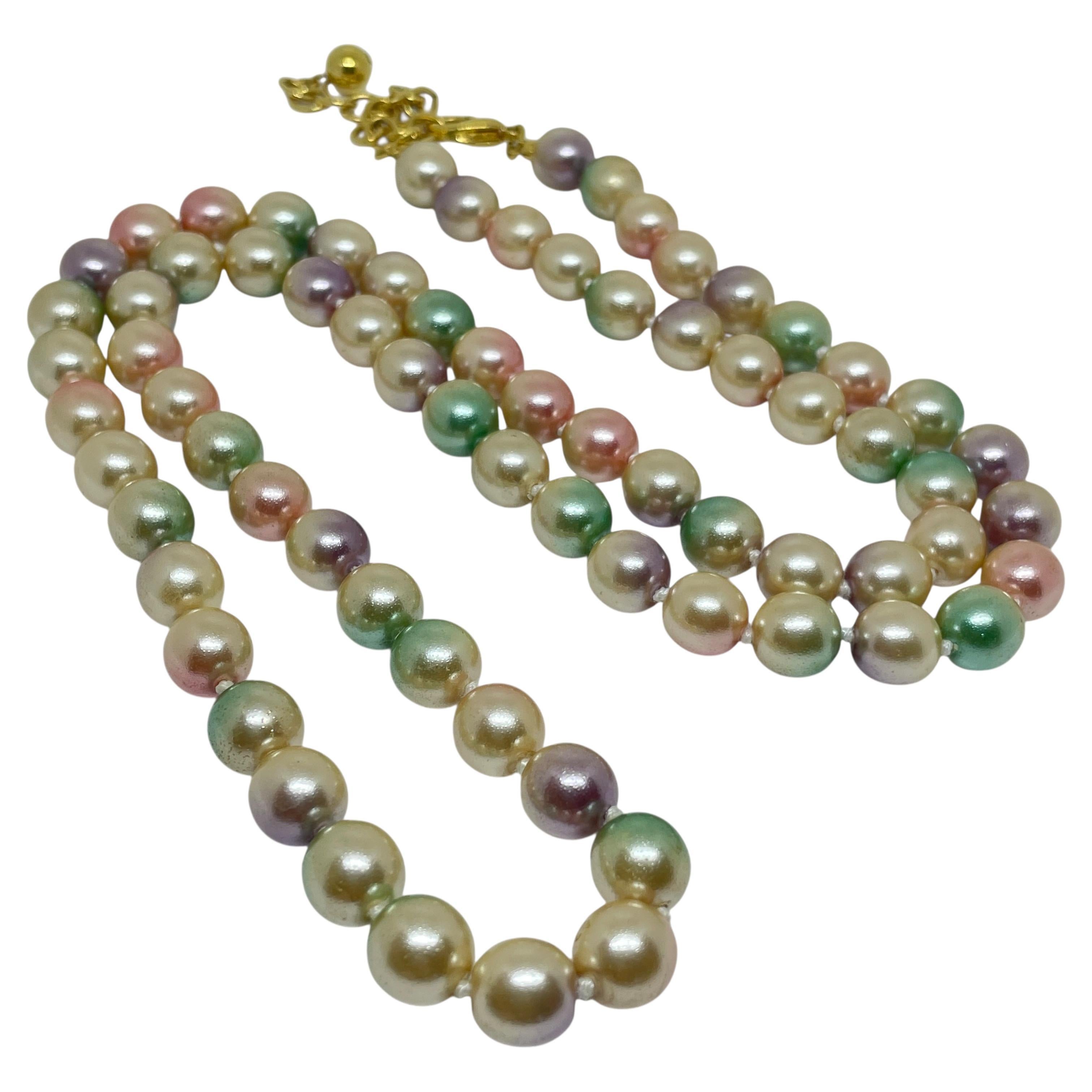 Collana firmata JOAN RIVERS con perle di vetro vintage in tonalità oro