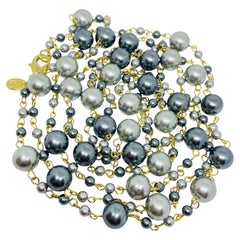 JOAN RIVERS signed vintage gold tone glass pearl beads designer necklace