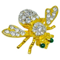 JOAN RIVERS signed vintage gold tone rhinestones bee fly insect designer brooch