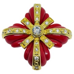JOAN RIVERS signed vintage Maltese cross interchangeable designer brooch
