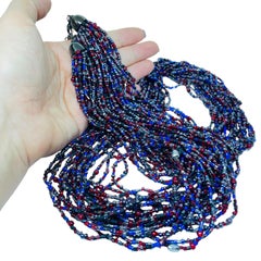 JOAN RIVERS signed vintage silve tone glass beads multi strand designer necklace