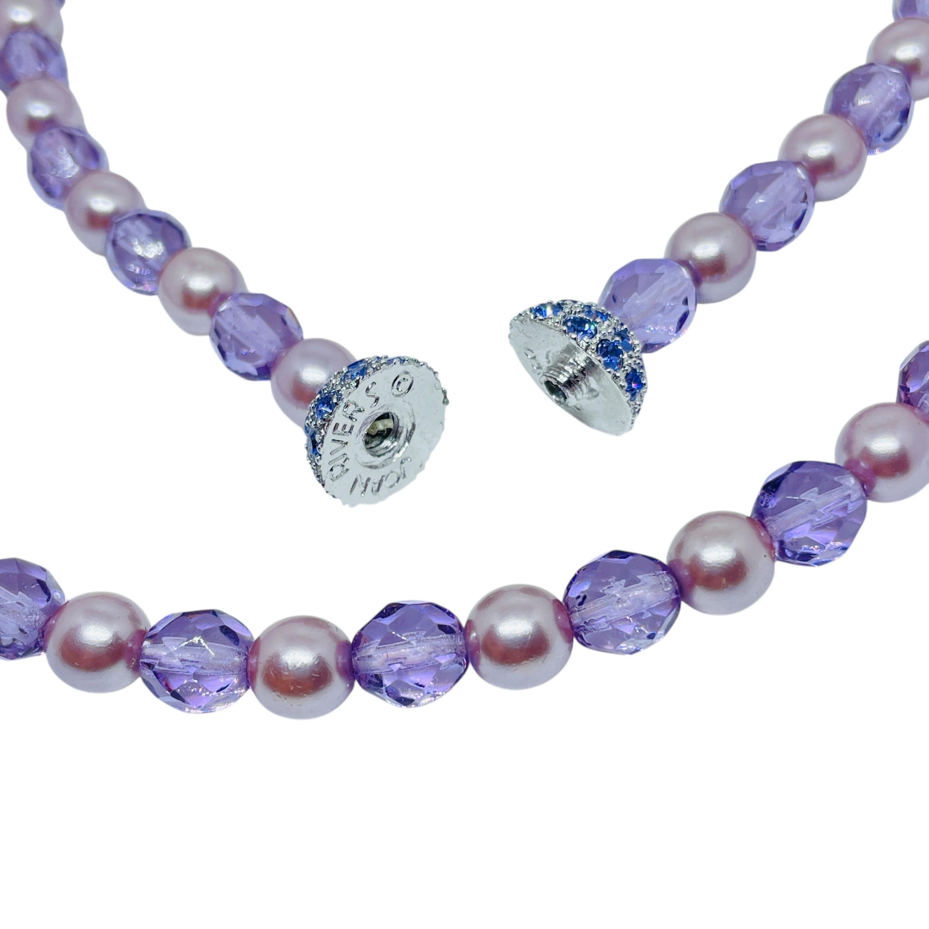 Collana firmata JOAN RIVERS con perle di vetro vintage in tono d'argento In condizioni buone in vendita a Palos Hills, IL