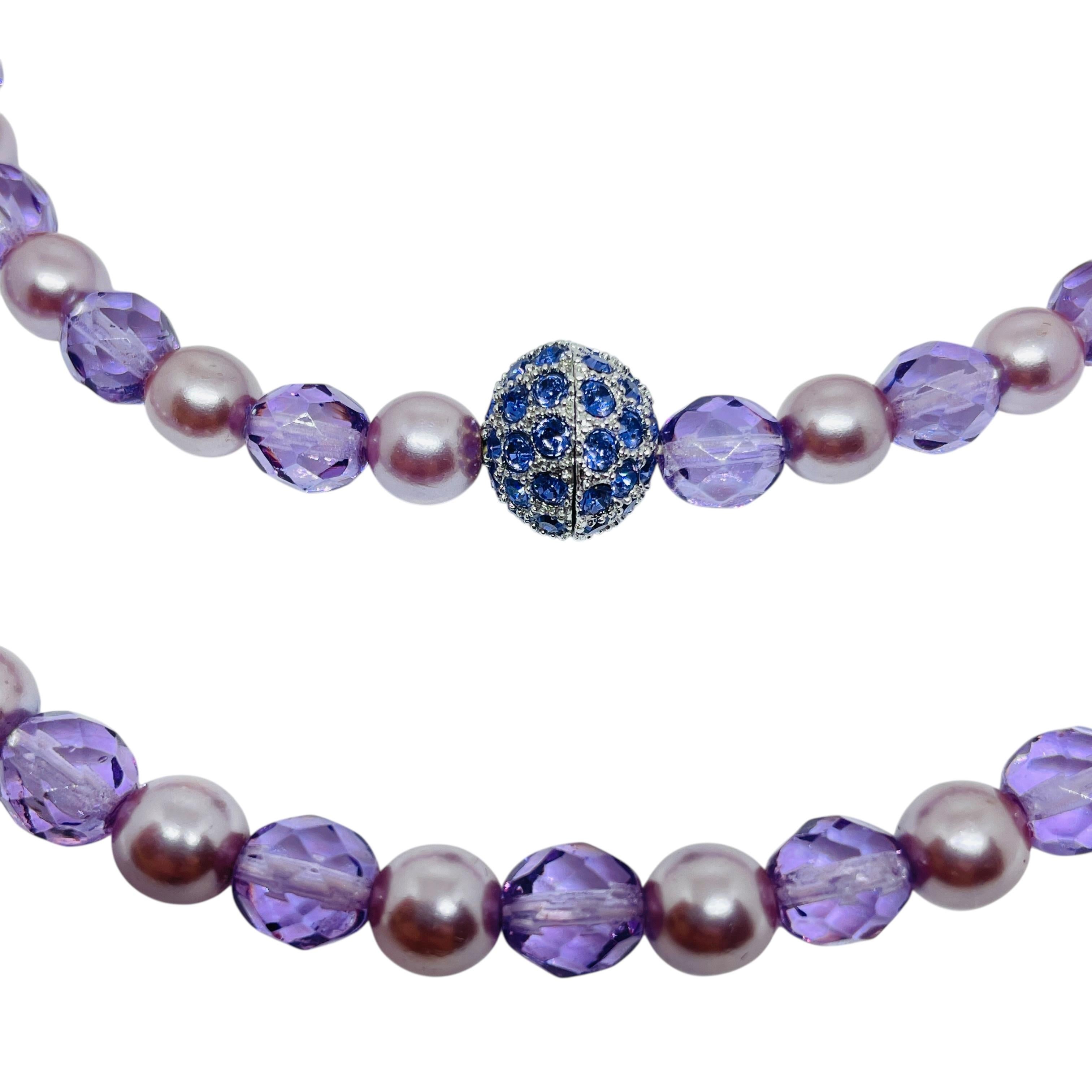 da uomo o donna Collana firmata JOAN RIVERS con perle di vetro vintage in tono d'argento in vendita