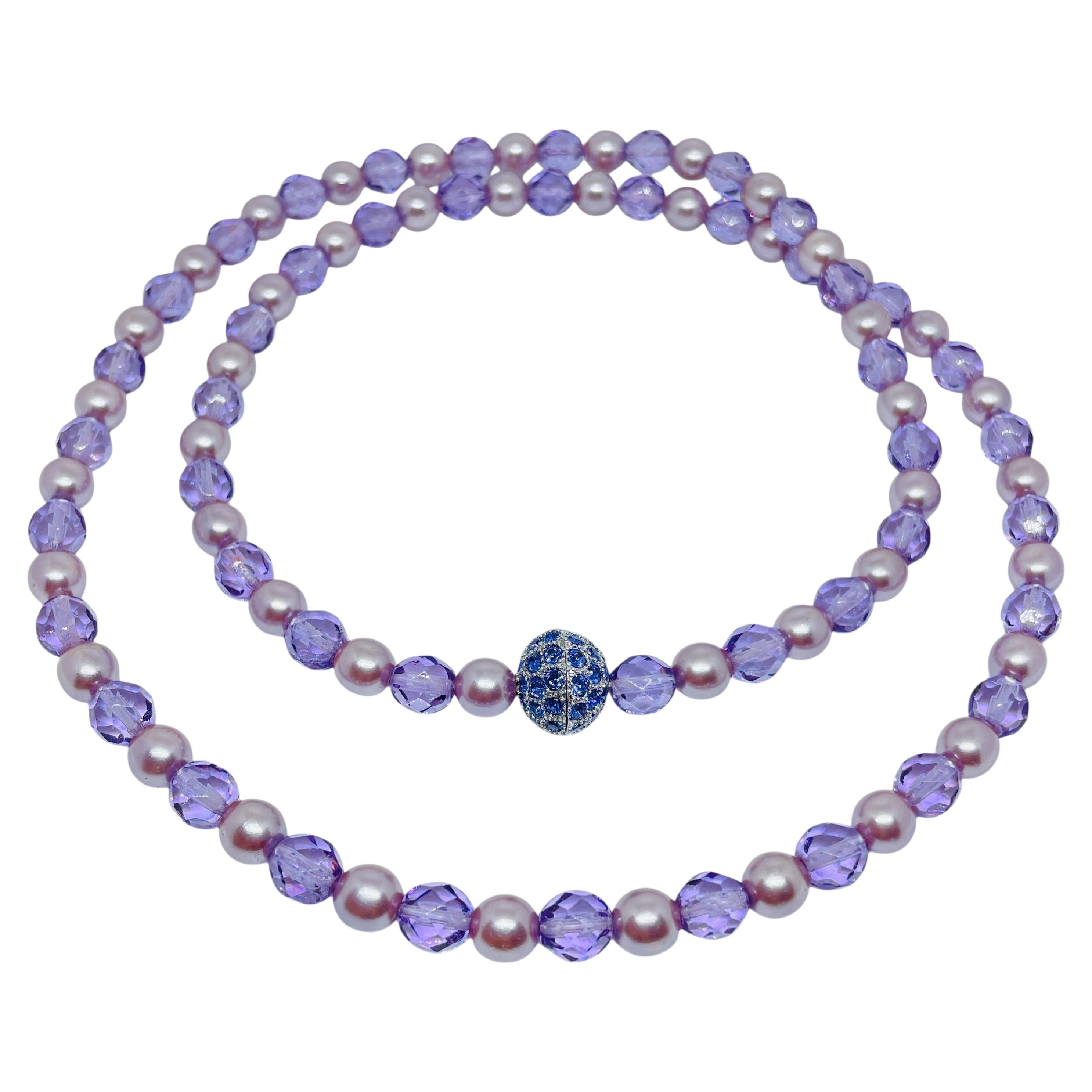 JOAN RIVERS signiert Jahrgang Silber Ton Glasperlen Designer Halskette