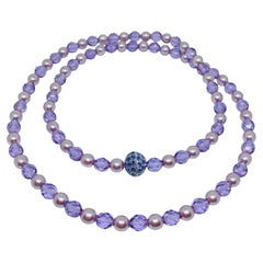 Collana firmata JOAN RIVERS con perle di vetro vintage in tono d'argento