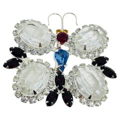 JOAN RIVERS signed vintage silver tone glass stones butterfly designer brooch