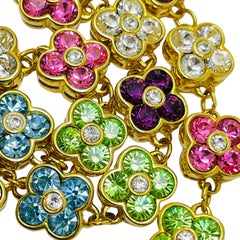Collana vintage con fiori di cristallo placcati in oro di Joan Rivers