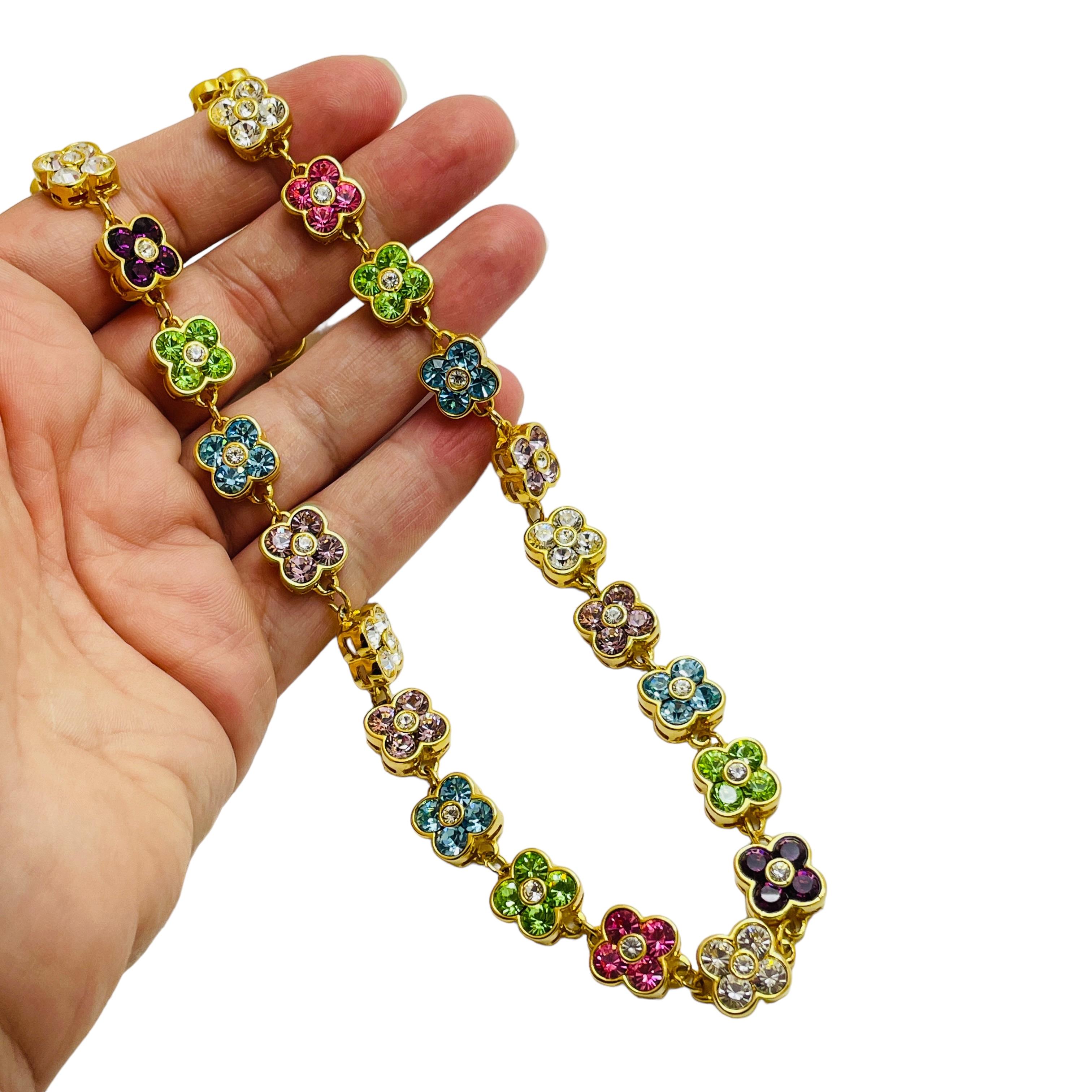 De las mujeres JOAN RIVERS collar de diseño vintage de flores de cristal chapado en oro en venta