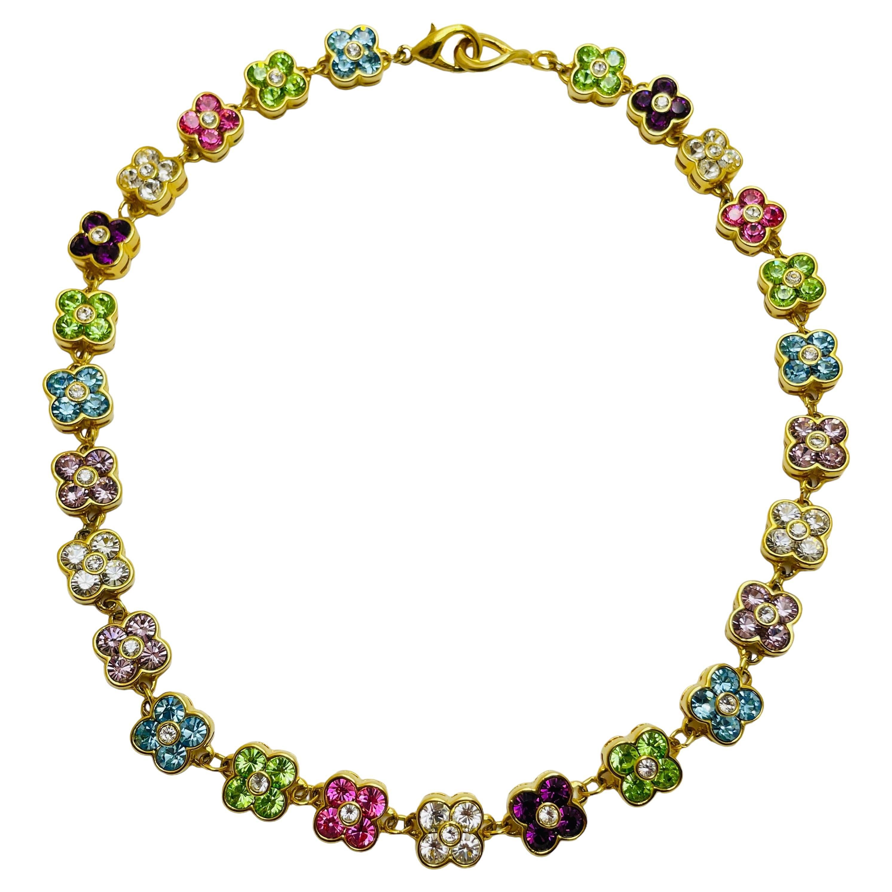JOAN RIVERS collar de diseño vintage de flores de cristal chapado en oro en venta