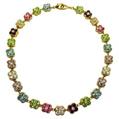 JOAN RIVERS vintage gold plated crystal flower designer necklace