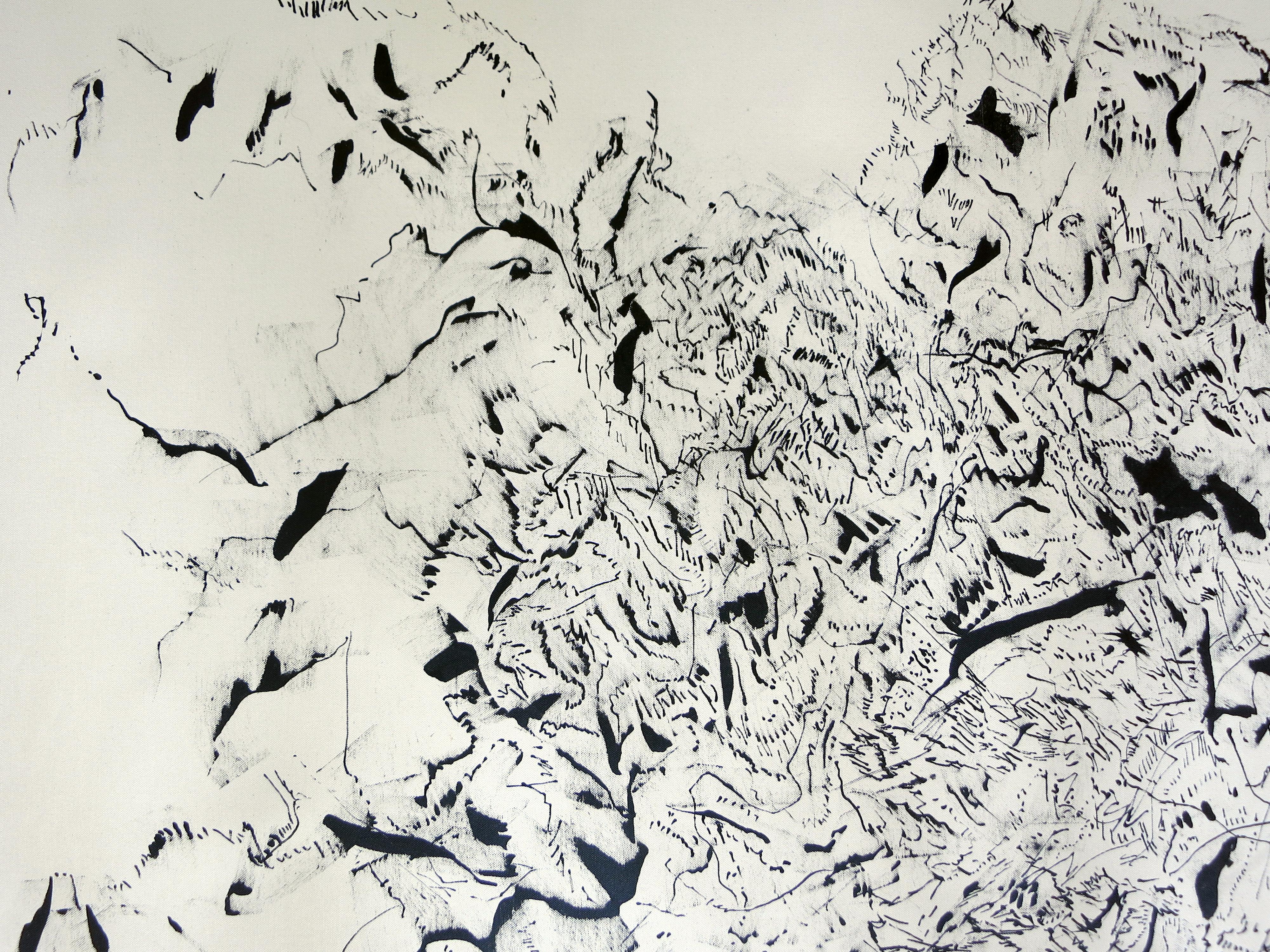 ABSTRACTO Nuevo Díptico Blanco Negro Tinta Obra de Arte Artista Contemporáneo Joan Salo 2024 en venta 1