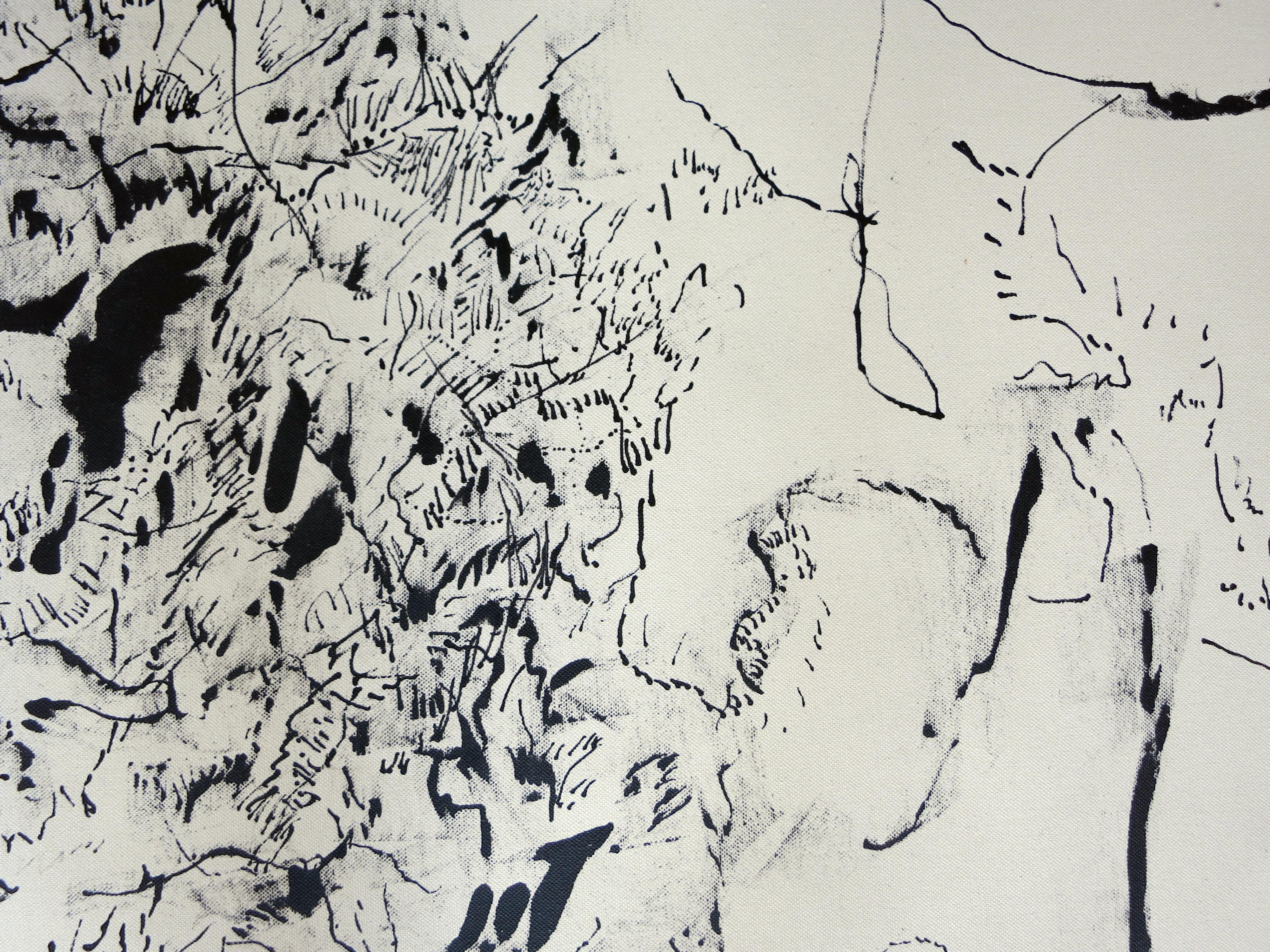 ABSTRACTO Nuevo Díptico Blanco Negro Tinta Obra de Arte Artista Contemporáneo Joan Salo 2024 en venta 3
