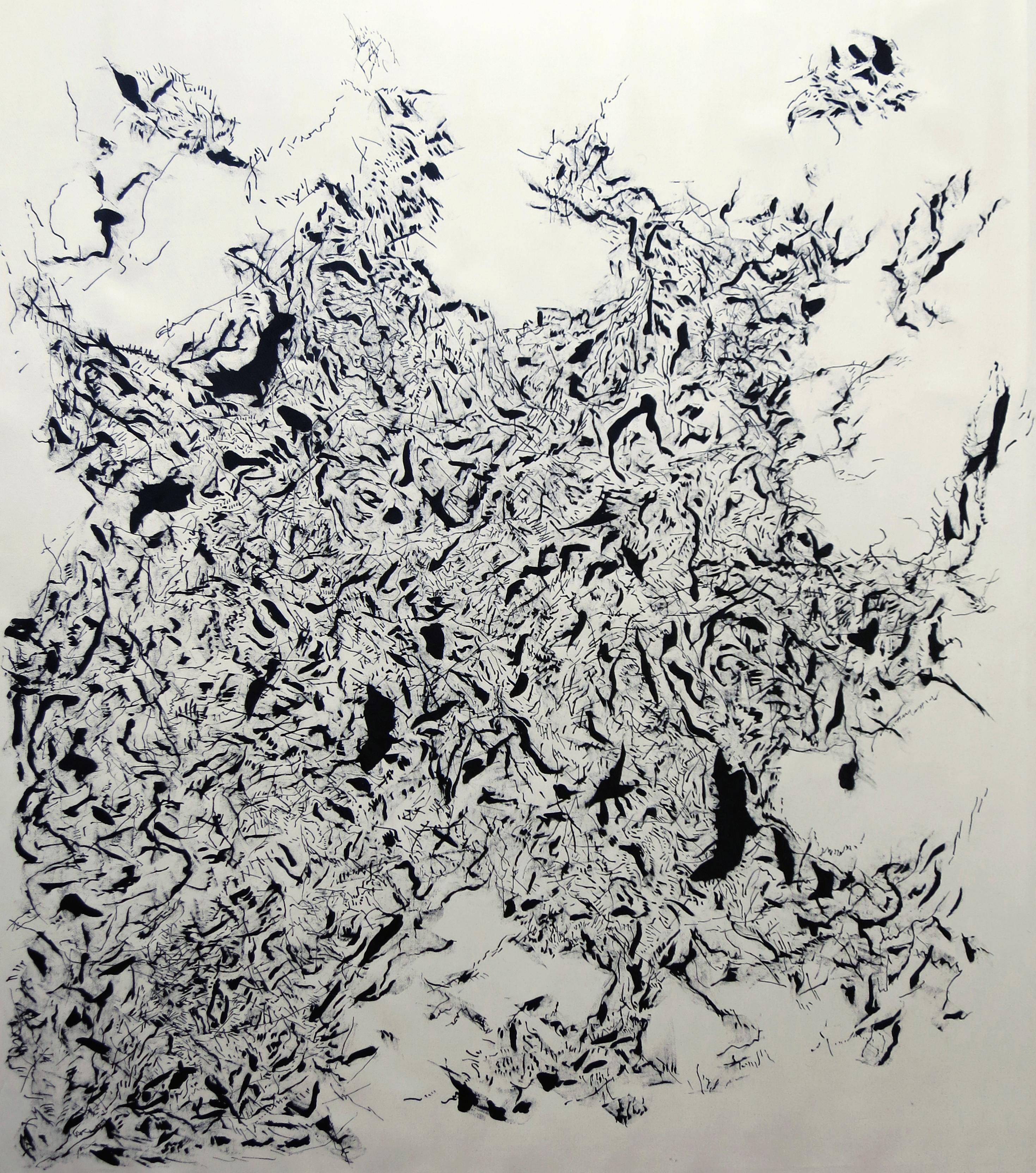 ABSTRACT New Black White Ink Artwork by Contemporary Artist Joan Salo 2024