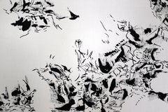Joan Salo, 2025 Peinture à l'encre abstraite en noir et blanc - Art minimal contemporain