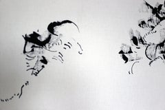 Joan Salo, 2025 Peinture abstraite à l'encre en noir et blanc - Art minimal contemporain