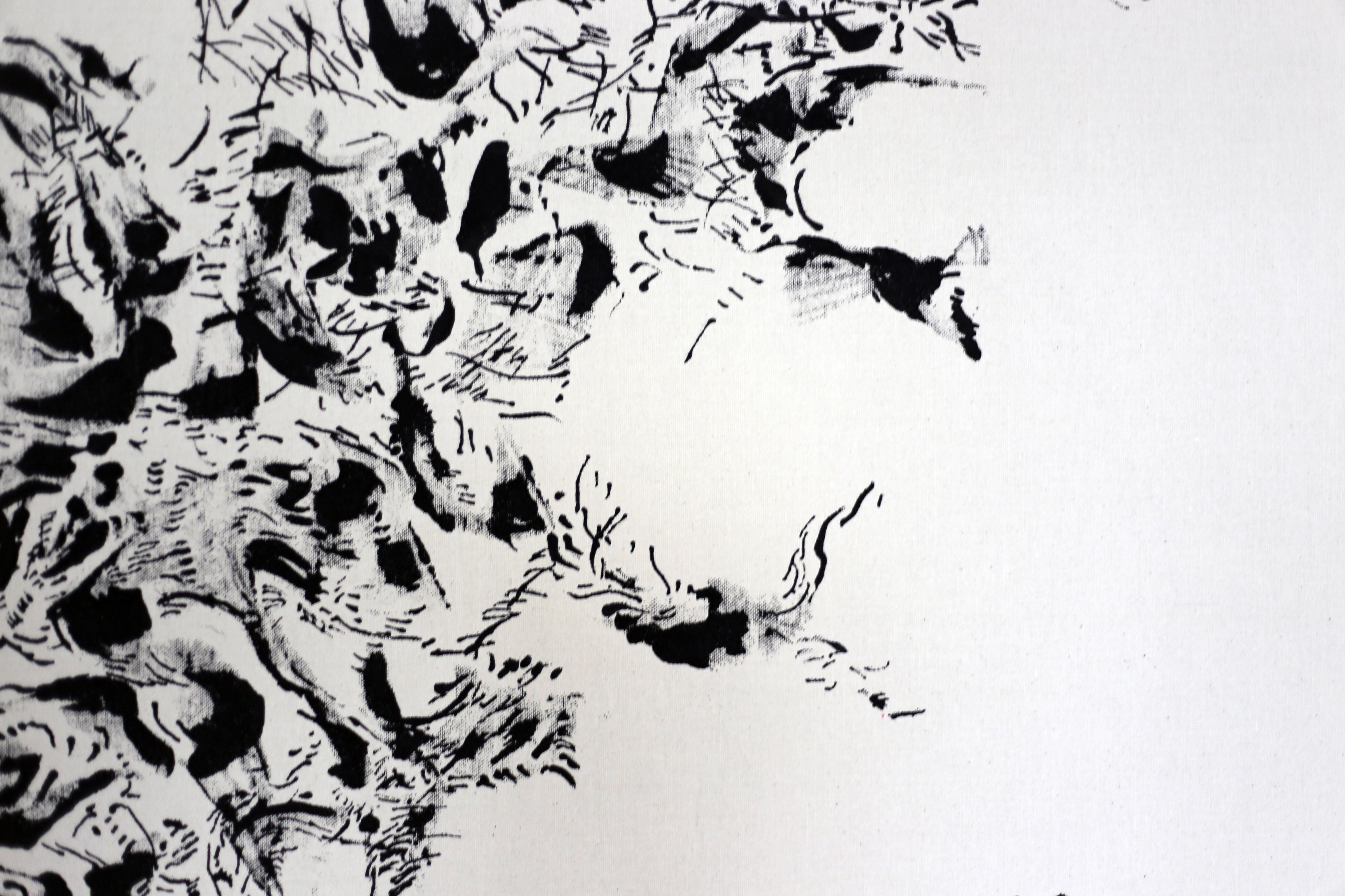 Joan Salo, 2025 Black and White Abstract Ink Painting – Contemporary Minimal Art For Sale 2
