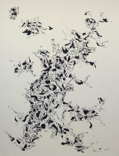 Joan Salo, 2025 Black and White Abstract Ink Painting – Contemporary Minimal Art