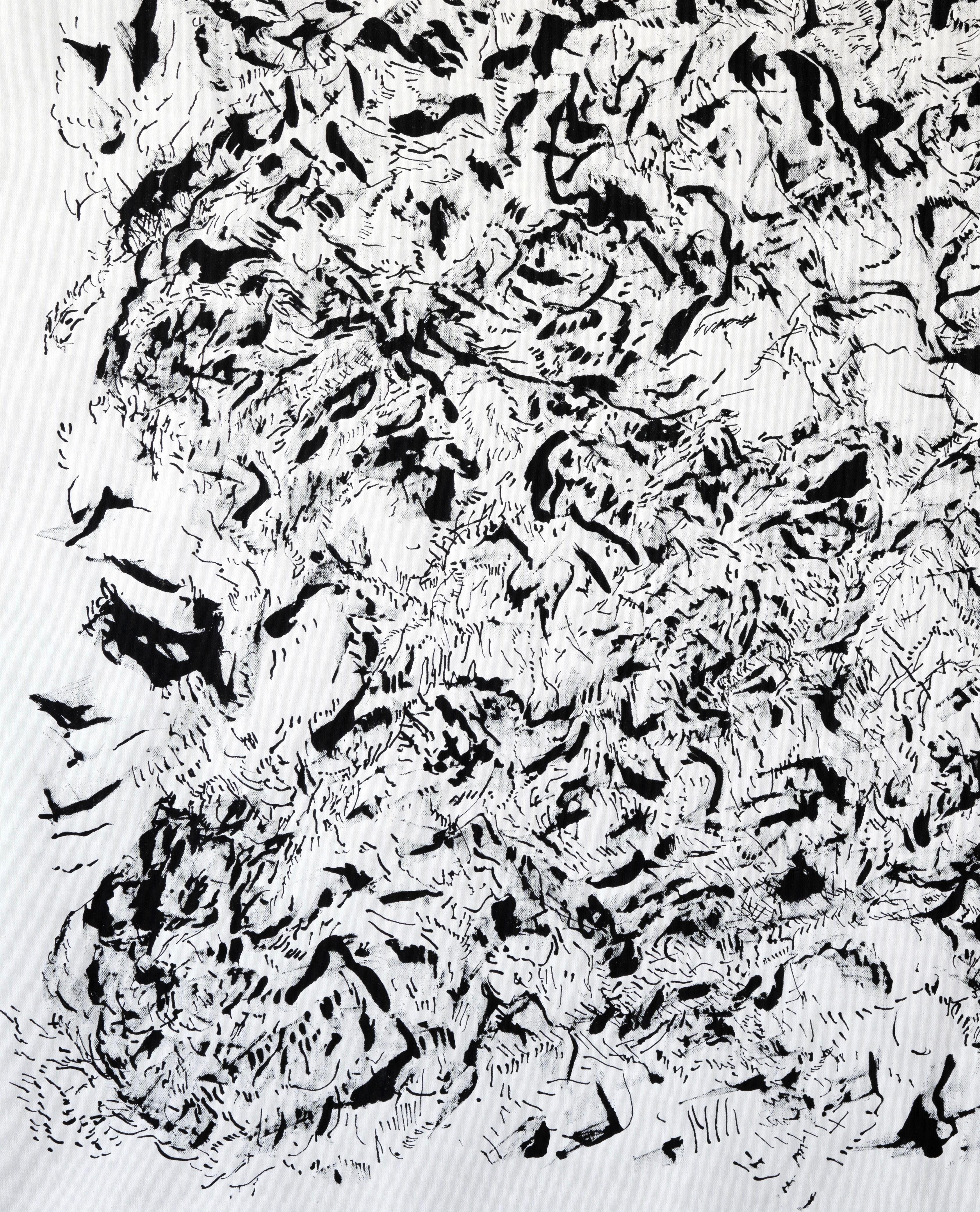 Joan Salo, Large Black White Abstract Ink Painting – Contemporary Minimal Art For Sale 1