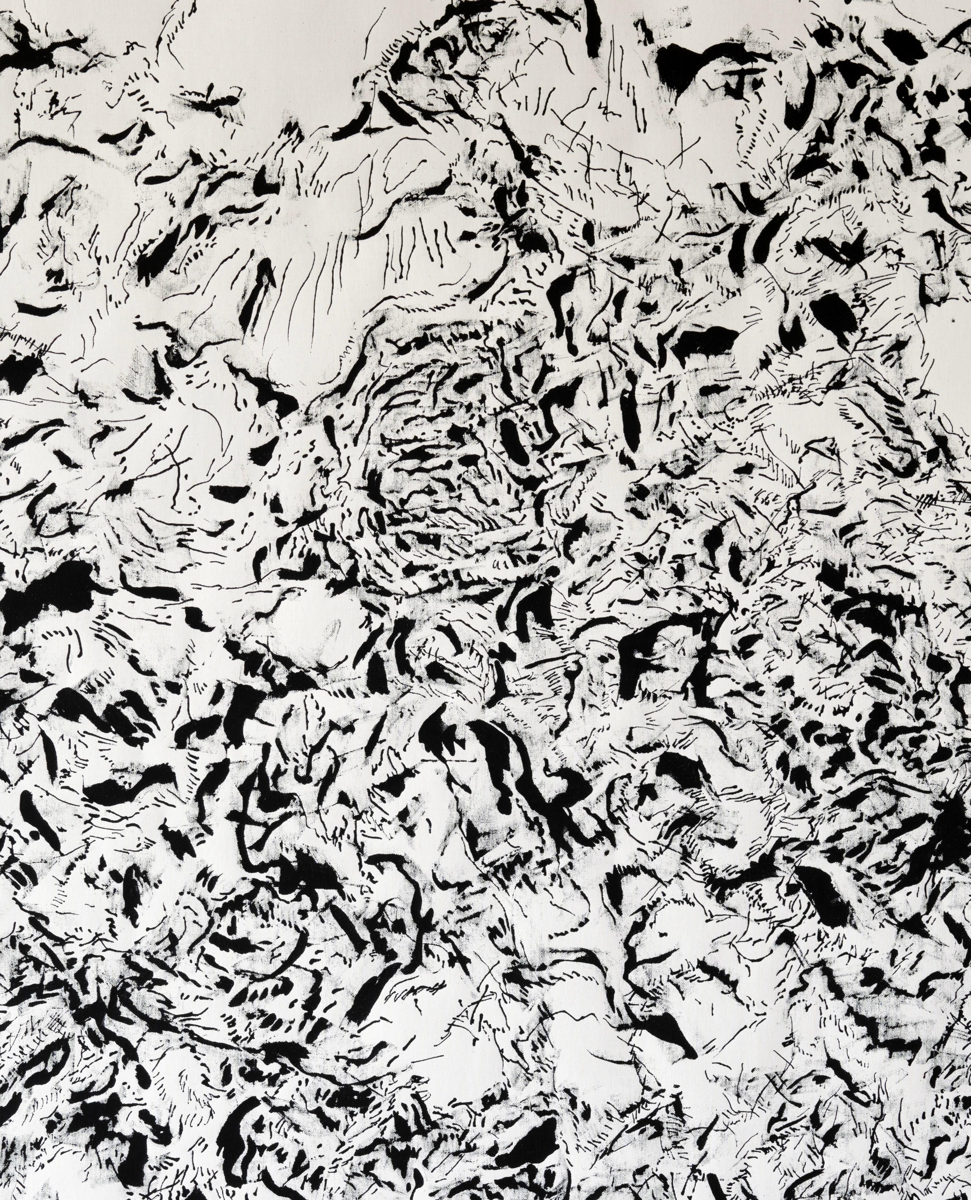 Joan Salo, Large Black White Abstract Ink Painting – Contemporary Minimal Art For Sale 2
