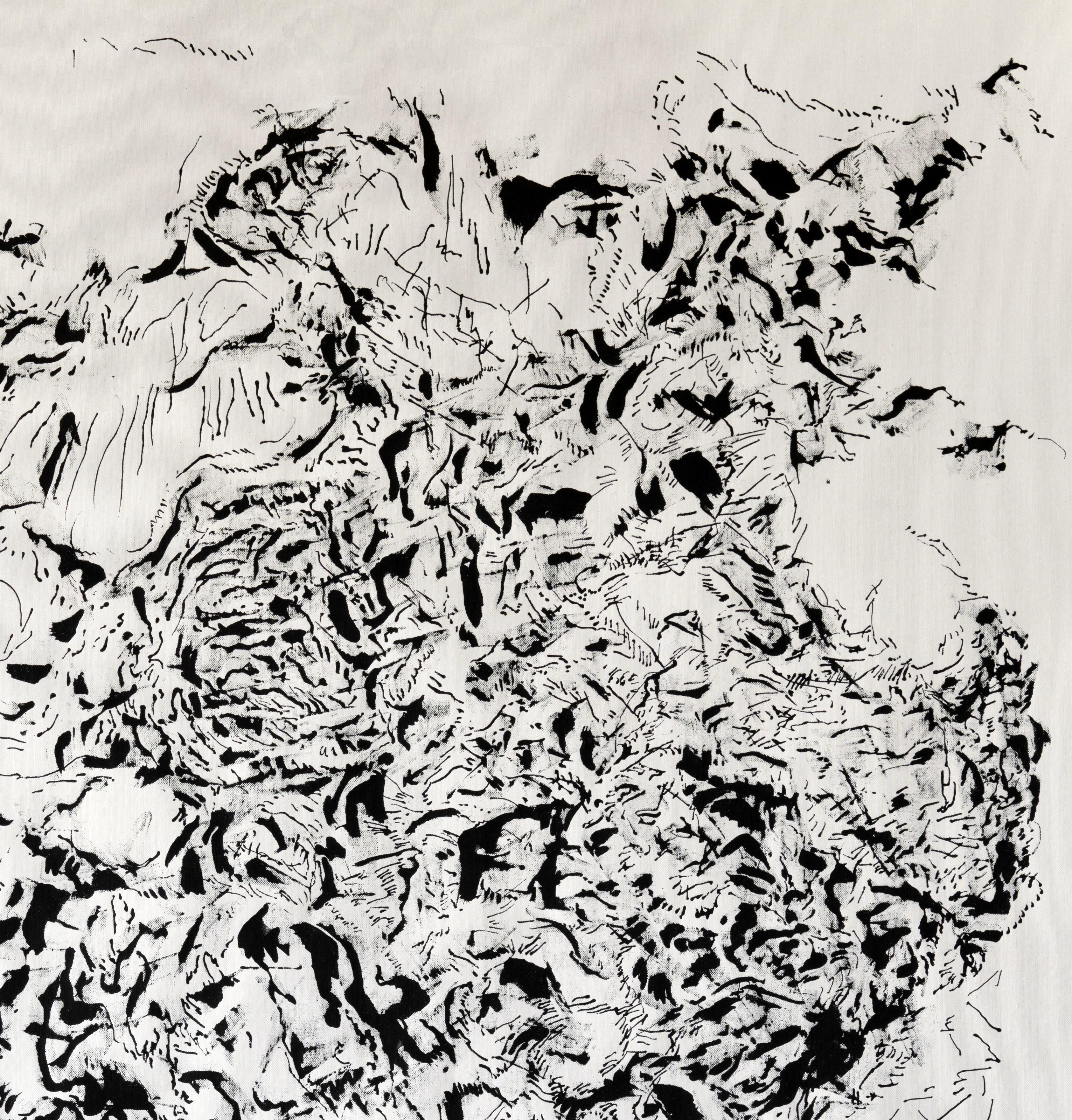 Joan Salo, Large Black White Abstract Ink Painting – Contemporary Minimal Art For Sale 3