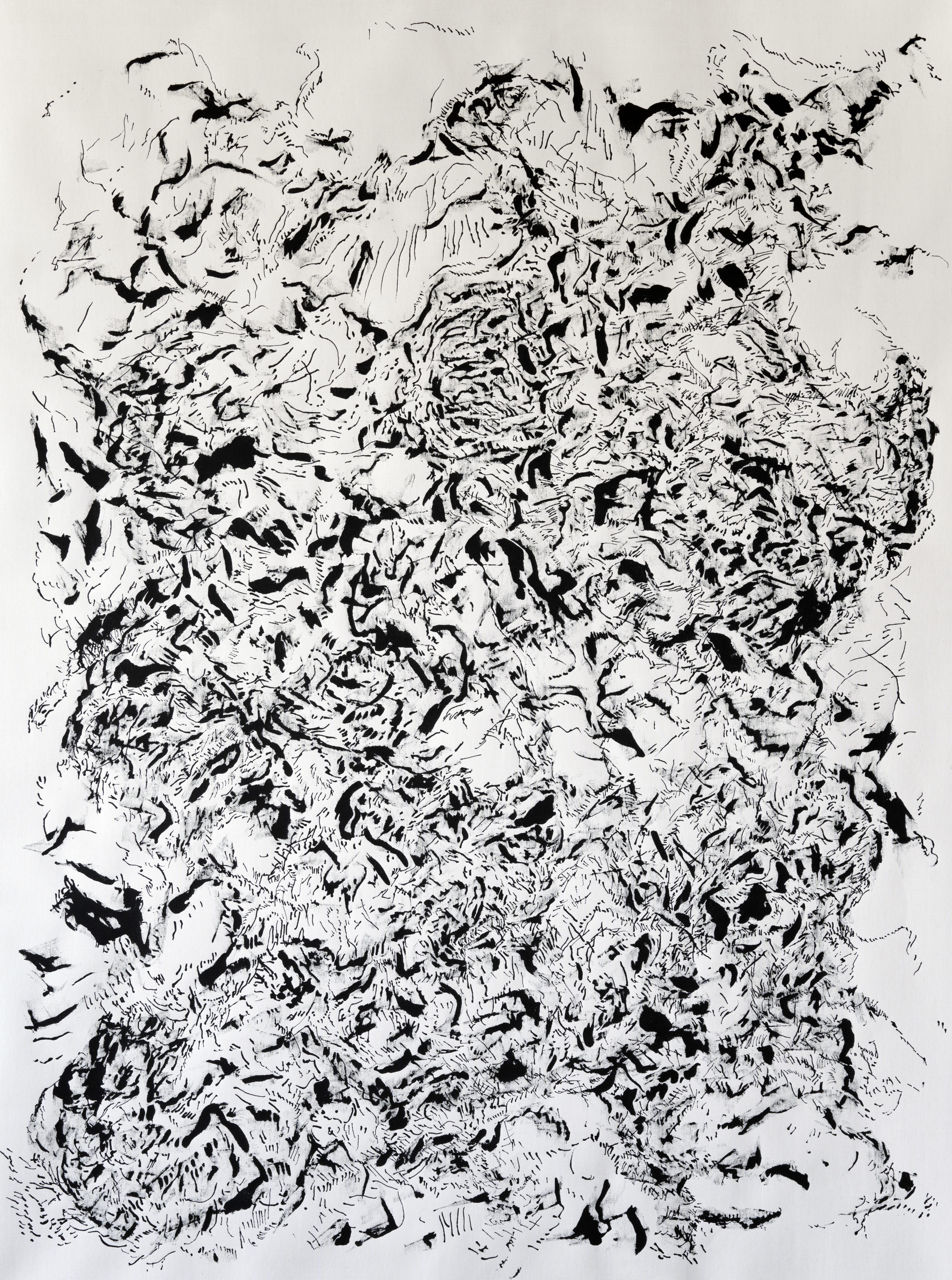 Joan Salo, Large Black White Abstract Ink Painting – Contemporary Minimal Art For Sale 6